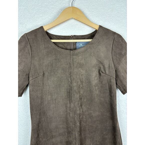 Paper Crane Microsuede Dress Womens Size Medium Brown‎ Boho Minimalist GOGO NEW - Picture 3 of 12